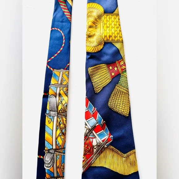 Hermès Paris Blue Silk Tie, Vintage - Picture 7 of 9